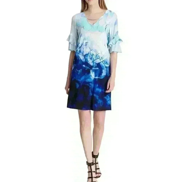 NWT $99.50 Calvin Klein Women’s XS V-neck Sheath Dress - Picture 1 of 2